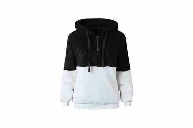 sherpa zipping pullover fuzzy fleece hoodie