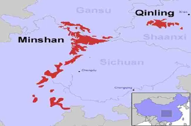 the min and qin mountain ranges map