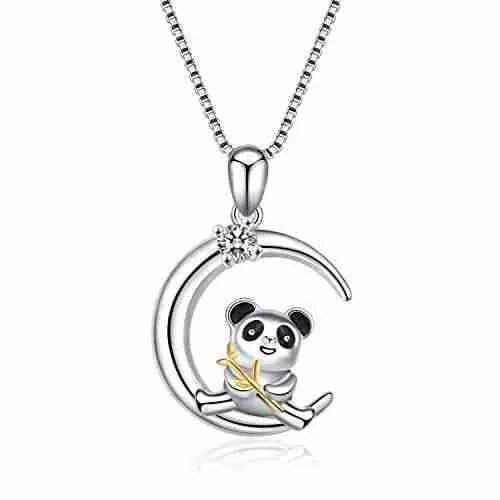 Cute silver panda necklace