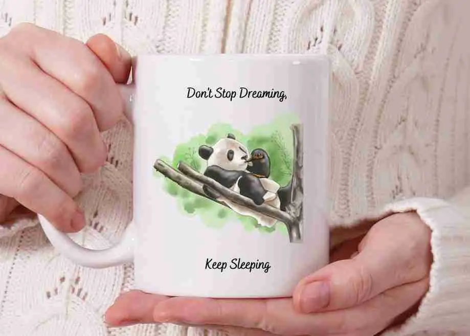 do not stop dreaming panda tea mug